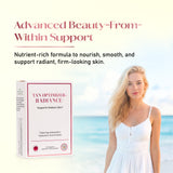 Radiance+ key benefits graphic showing skin firmness, hydration, smoothness, and youthful radiance