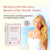 Radiance+ skin nourishment supplement inspired by Swedish purity for radiant, firm-looking skin